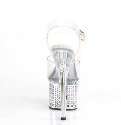 7" Heel, 3" PF LED Illuminated Ankle Strap Sandal (Pleaser DISCOLT708FLP/C/SCH)