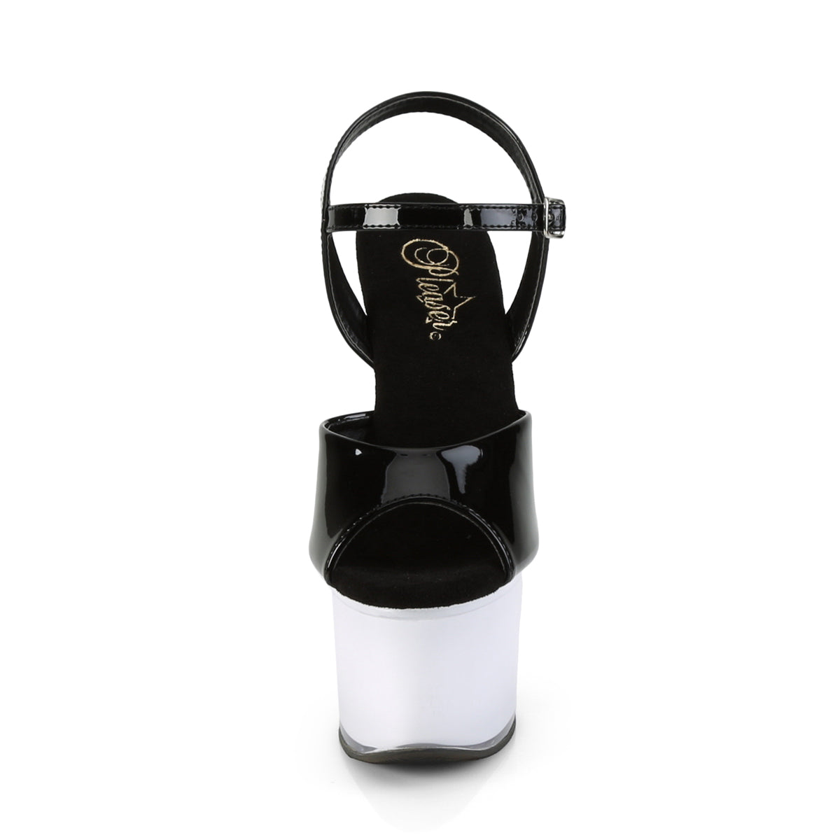 7" Heel, 2 3/4" PF LED Illuminated Ankle Strap Sandal (Pleaser DISCOLT709/B/WGLOW)