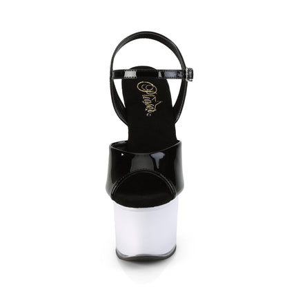 7" Heel, 2 3/4" PF LED Illuminated Ankle Strap Sandal (Pleaser DISCOLT709/B/WGLOW)