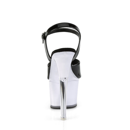 7" Heel, 2 3/4" PF LED Illuminated Ankle Strap Sandal (Pleaser DISCOLT709/B/WGLOW)