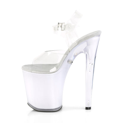 8" Heel, 4" PF LED Illuminated Ankle Strap Sandal (Pleaser DISCOLT808/C/WGLOW)