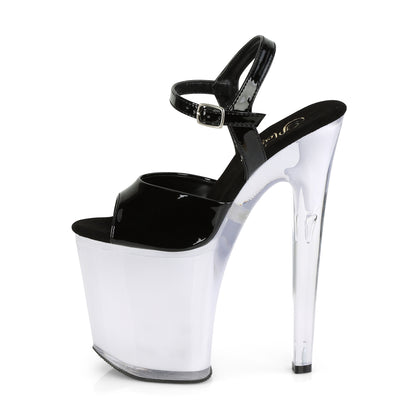 8" Heel, 4" PF LED Illuminated Ankle Strap Sandal (Pleaser DISCOLT809/B/WGLOW)