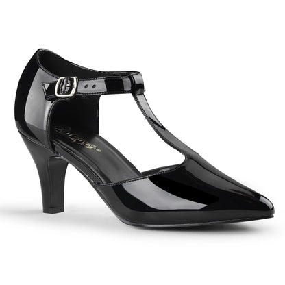 3" Block Heel D'orsay Style T-Strap Pump (Pleaser Pink Label DIV415/B)