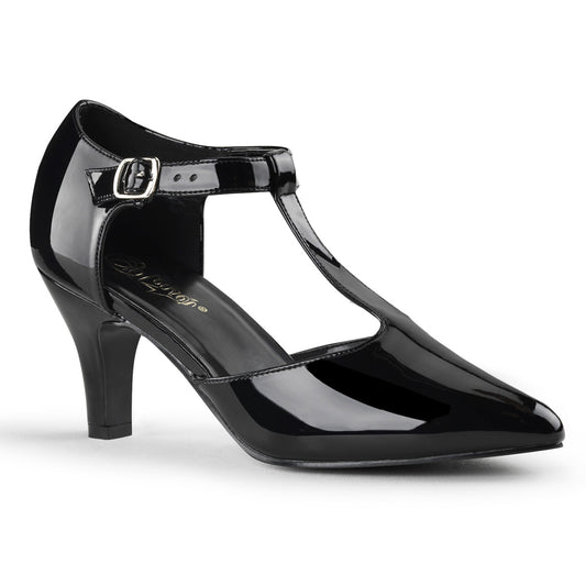 3" Block Heel D'orsay Style T-Strap Pump (Pleaser Pink Label DIV415/B)