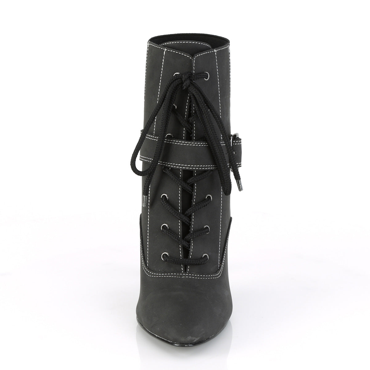 4" Heel Buckle Lace-Up Ankle Boot (Pleaser Pink Label DRE1022/BNBPU)