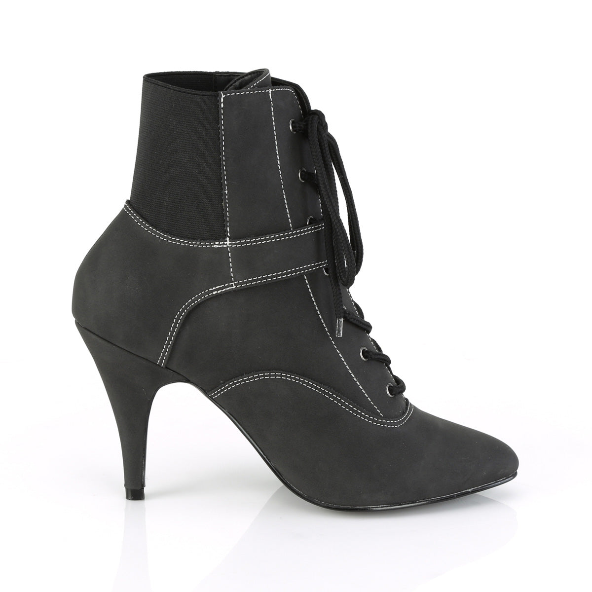 4" Heel Buckle Lace-Up Ankle Boot (Pleaser Pink Label DRE1022/BNBPU)