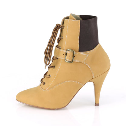 4" Heel Buckle Lace-Up Ankle Boot (Pleaser Pink Label DRE1022/BNBPU)