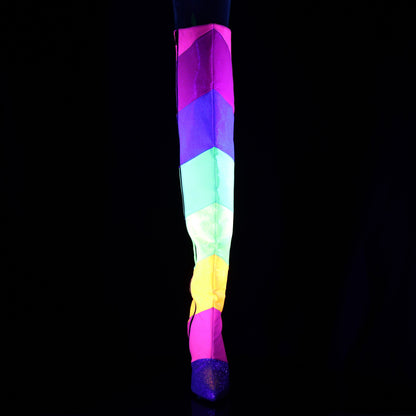 **4" Heel Thigh High Boot, Side Zip (Pleaser Pink Label DRE3012RBG/RBOWG)