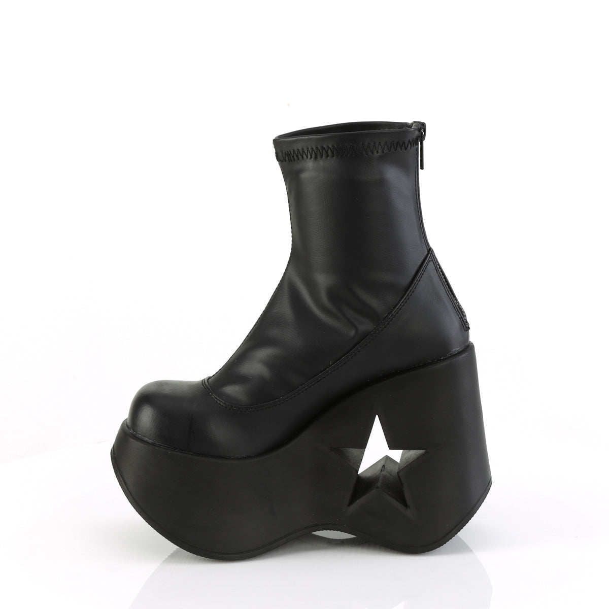 **5" Star Cutout Platform Wedge Ankle Boot, Back Zip (Demonia DYN100/BPHG)
