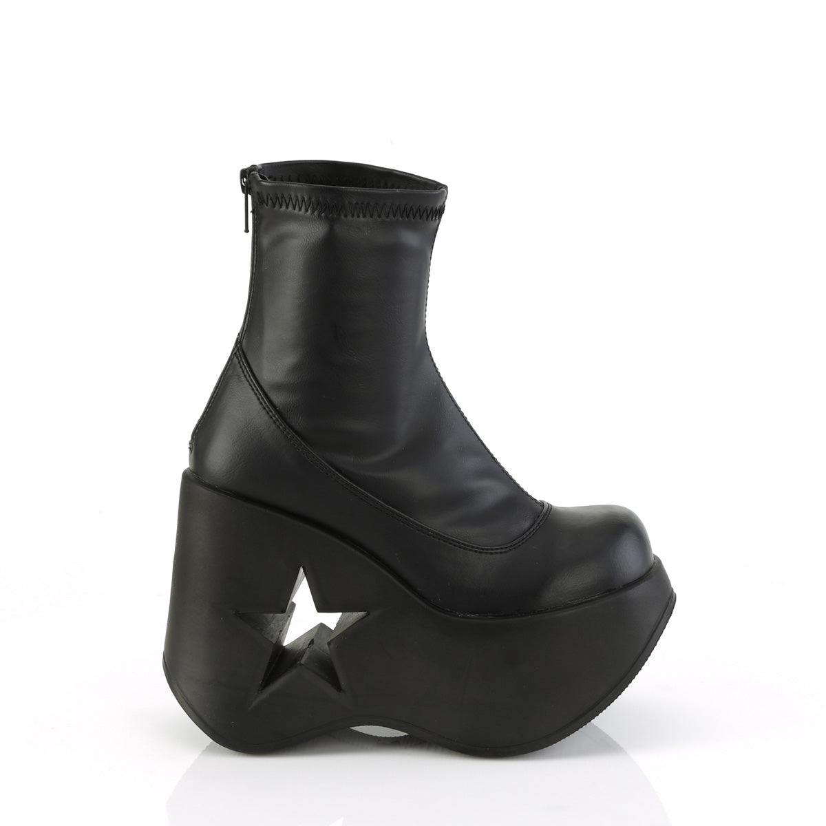**5" Star Cutout Platform Wedge Ankle Boot, Back Zip (Demonia DYN100/BPHG)