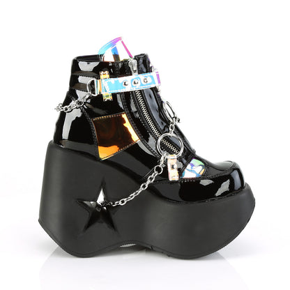*5" Star Cutout PF Wedge Side Lace-Up Ankle Boot, Side Zip (Demonia DYN101/BPT-MRTPU)