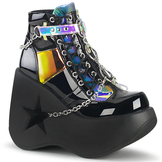 *5" Star Cutout PF Wedge Side Lace-Up Ankle Boot, Side Zip (Demonia DYN101/BPT-MRTPU)