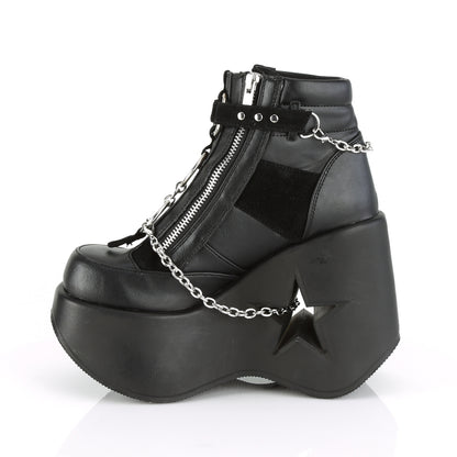 *5" Star Cutout PF Wedge Side Lace-Up Ankle Boot, Side Zip (Demonia DYN101/BPT-MRTPU)