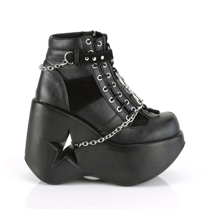 *5" Star Cutout PF Wedge Side Lace-Up Ankle Boot, Side Zip (Demonia DYN101/BPT-MRTPU)