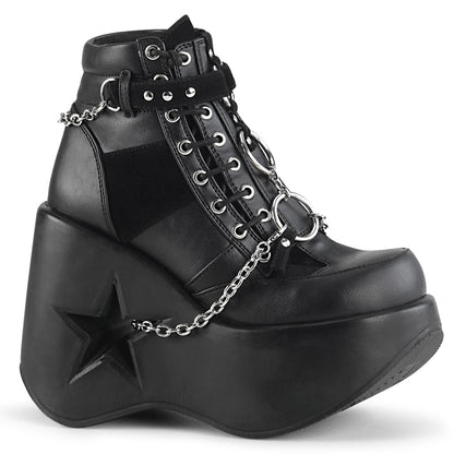 *5" Star Cutout PF Wedge Side Lace-Up Ankle Boot, Side Zip (Demonia DYN101/BPT-MRTPU)
