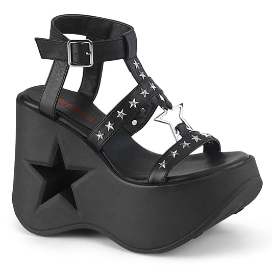 5" Star Cutout PF Wedge Wrap Around Ankle Strap Sandal (Demonia DYN12/BVL)