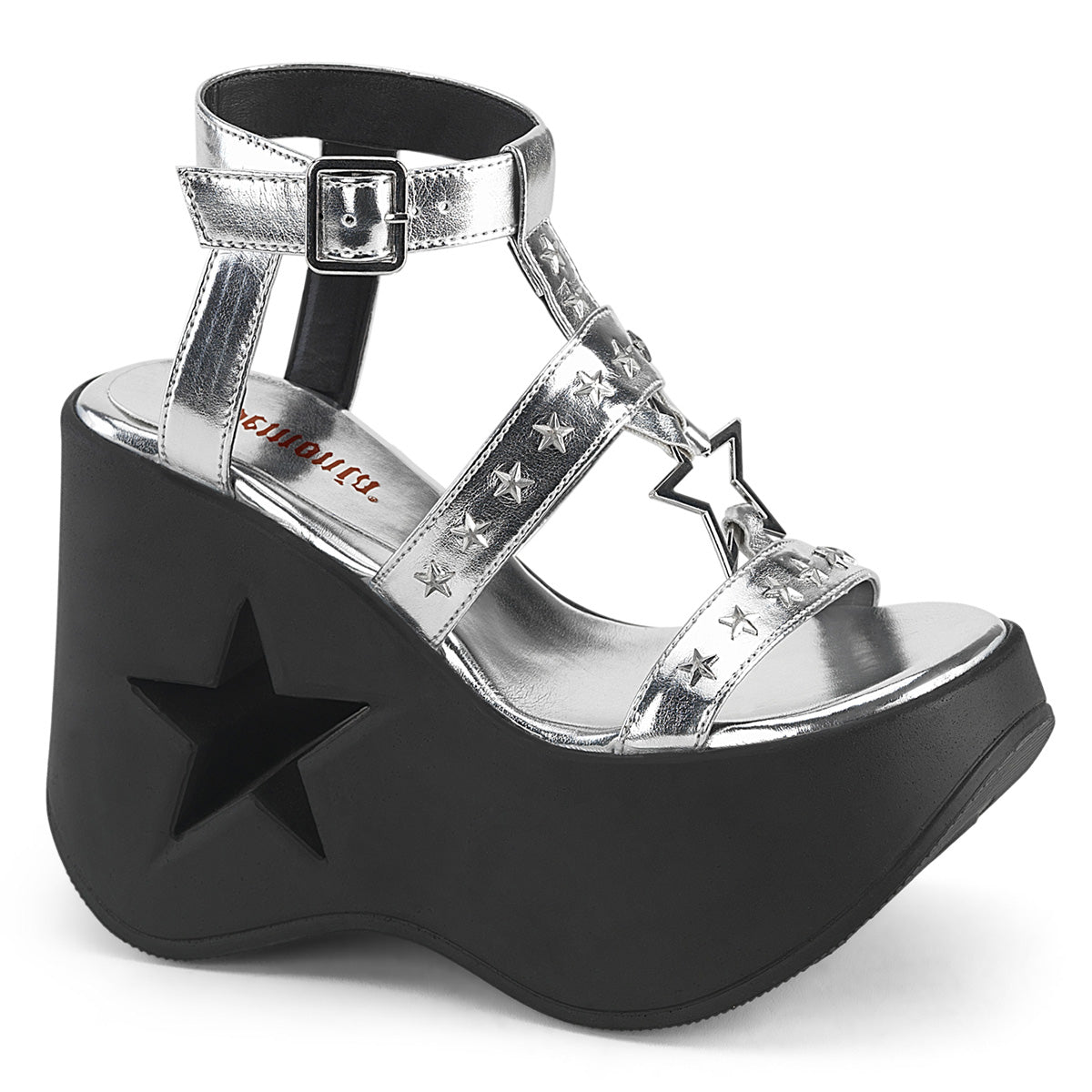 5" Star Cutout PF Wedge Wrap Around Ankle Strap Sandal (Demonia DYN12/BVL)