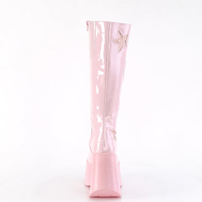5" Star Cutout PF Wedge Knee High Boot, Inside Zip (Demonia DYN218/B-BMCG)