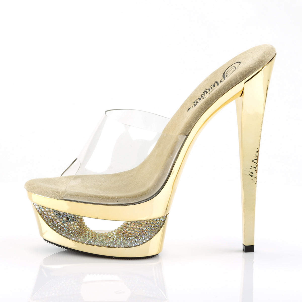 *6 1/2" Heel, 1 3/4" Cut-Out PF Slide (Pleaser ECP601DM/C/GCH)