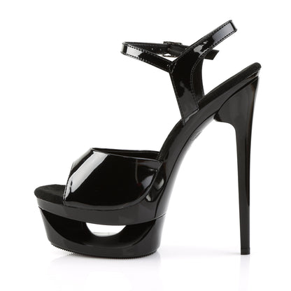 *6 1/2" Heel, 1 3/4" Cut-Out PF Ankle Strap Sandal (Pleaser ECP609/B/M)