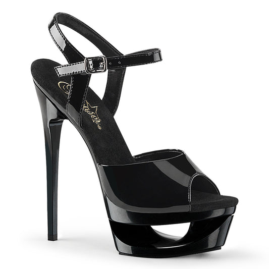*6 1/2" Heel, 1 3/4" Cut-Out PF Ankle Strap Sandal (Pleaser ECP609/B/M)