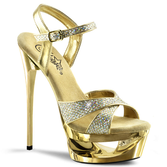 6 1/2" Heel, 1 3/4" Cut-Out PF Criss-Cross Ankle Sandal (Pleaser ECP619G/G/M)