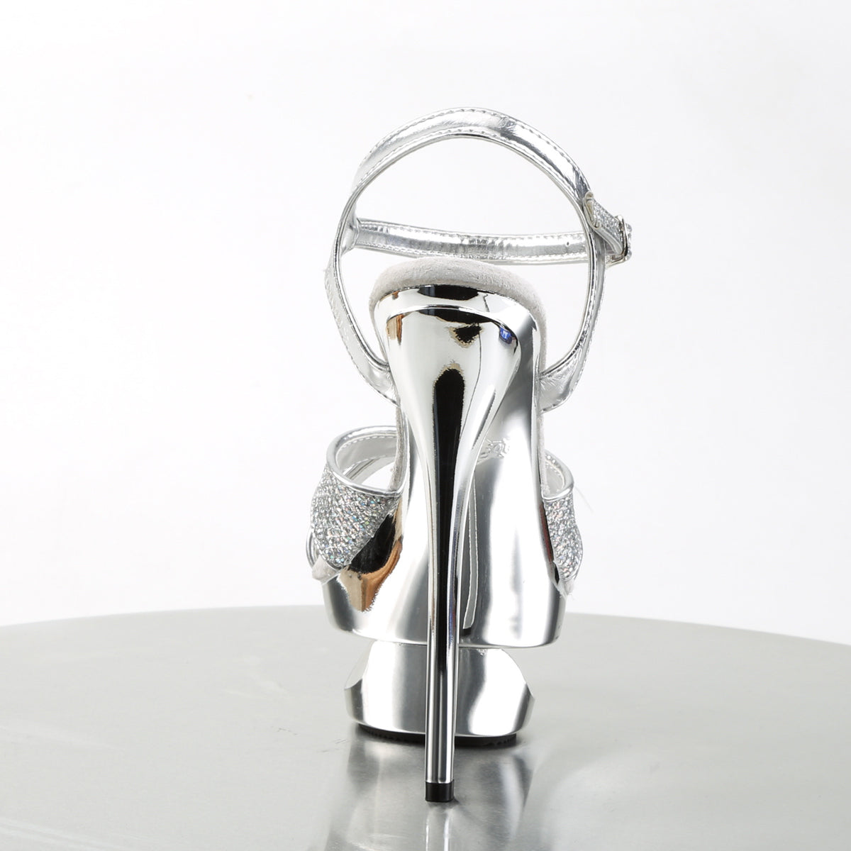 6 1/2" Heel, 1 3/4" Cut-Out PF Criss-Cross Ankle Sandal (Pleaser ECP619G/G/M)