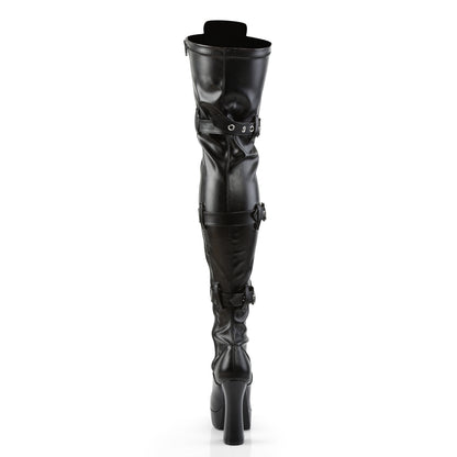 5" Stack Heel, 1 1/2" PF Front Lace-Up Thigh Boot (Pleaser ELE3028/B)