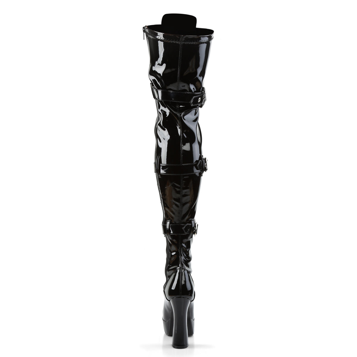 5" Stack Heel, 1 1/2" PF Front Lace-Up Thigh Boot (Pleaser ELE3028/B)
