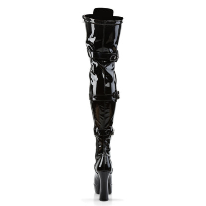 5" Stack Heel, 1 1/2" PF Front Lace-Up Thigh Boot (Pleaser ELE3028/B)