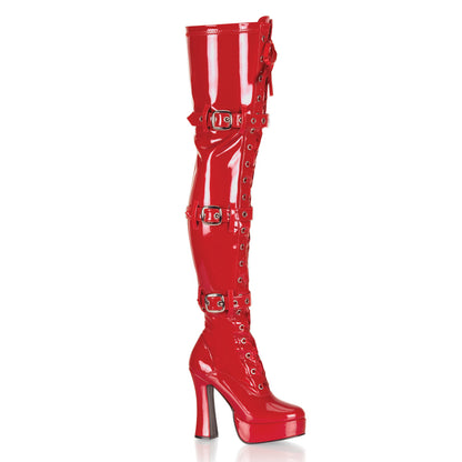 5" Stack Heel, 1 1/2" PF Front Lace-Up Thigh Boot (Pleaser ELE3028/B)
