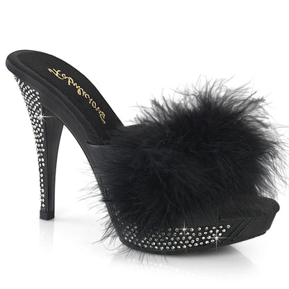 4 1/2" Heel, 1" PF Marabou Fur Slipper (Fabulicious ELEG401F/BPU/M)
