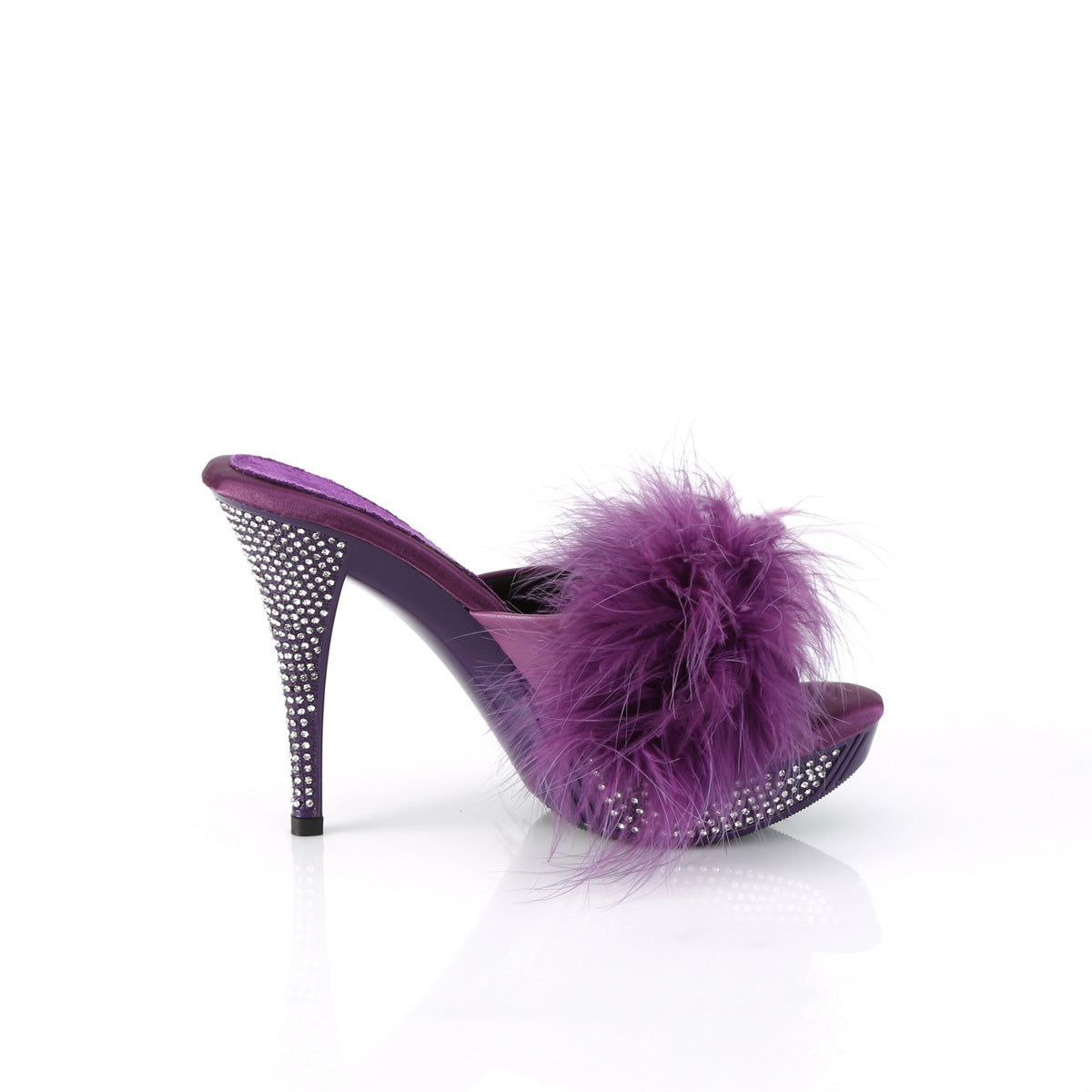 4 1/2" Heel, 1" PF Marabou Fur Slipper (Fabulicious ELEG401F/BPU/M)