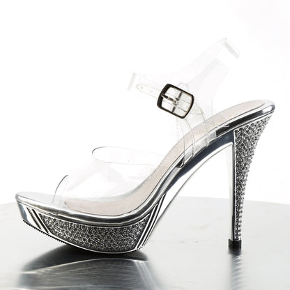 **4 1/2" Heel, 1" PF Ankle Strap Sandal W/ RS (Fabulicious ELEG408/C/GCH)