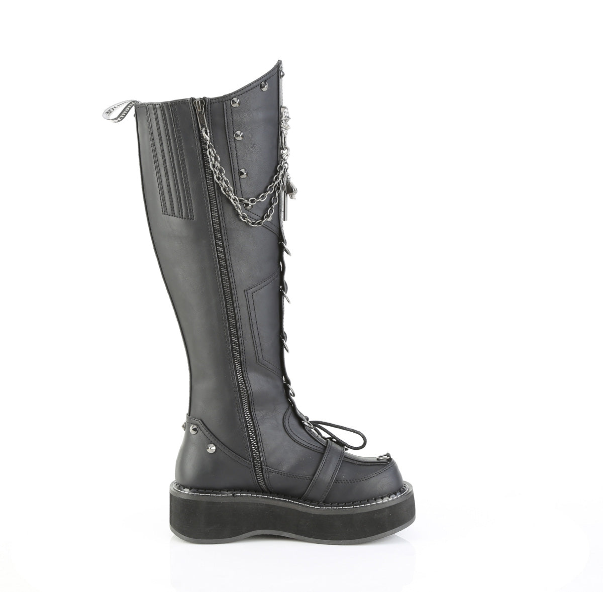 2" Platform Knee High Boot, Inside Zip (Demonia EMI221/BVL)