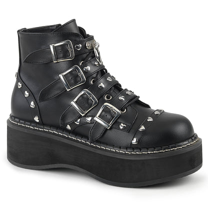 2" PF Lace-Up Front/Buckle Strap Ankle Boot, Side Zip (Demonia EMI315/BVL)