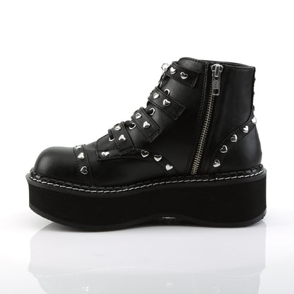 2" PF Lace-Up Front/Buckle Strap Ankle Boot, Side Zip (Demonia EMI315/BVL)