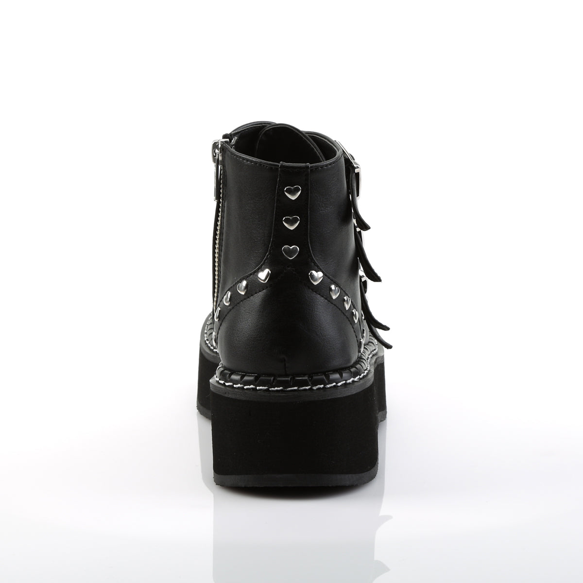 2" PF Lace-Up Front/Buckle Strap Ankle Boot, Side Zip (Demonia EMI315/BVL)