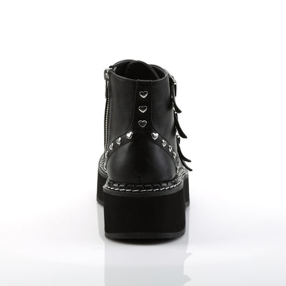 2" PF Lace-Up Front/Buckle Strap Ankle Boot, Side Zip (Demonia EMI315/BVL)