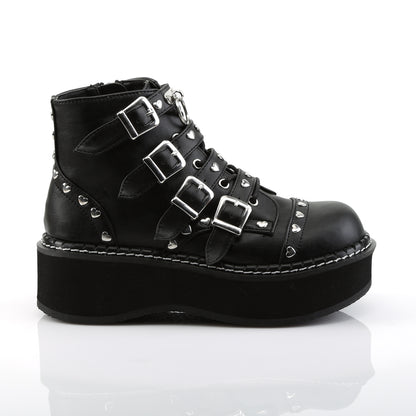 2" PF Lace-Up Front/Buckle Strap Ankle Boot, Side Zip (Demonia EMI315/BVL)