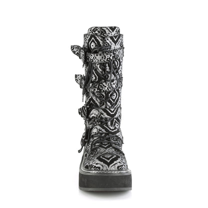 **2" PF Lace_up Mid-Calf Boot w/ 4 Buckle Straps, Back Zip (Demonia EMI322/B-SNBVL)