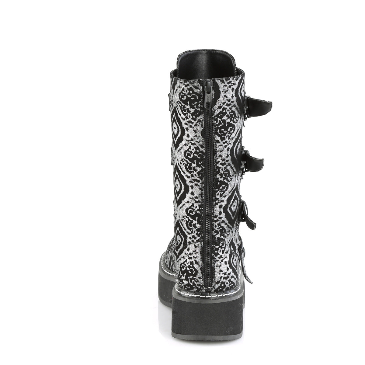 **2" PF Lace_up Mid-Calf Boot w/ 4 Buckle Straps, Back Zip (Demonia EMI322/B-SNBVL)
