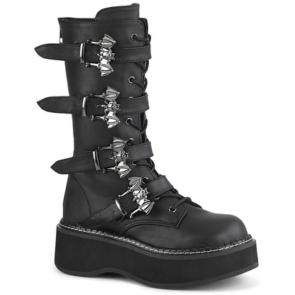 **2" PF Lace_up Mid-Calf Boot w/ 4 Buckle Straps, Back Zip (Demonia EMI322/B-SNBVL)
