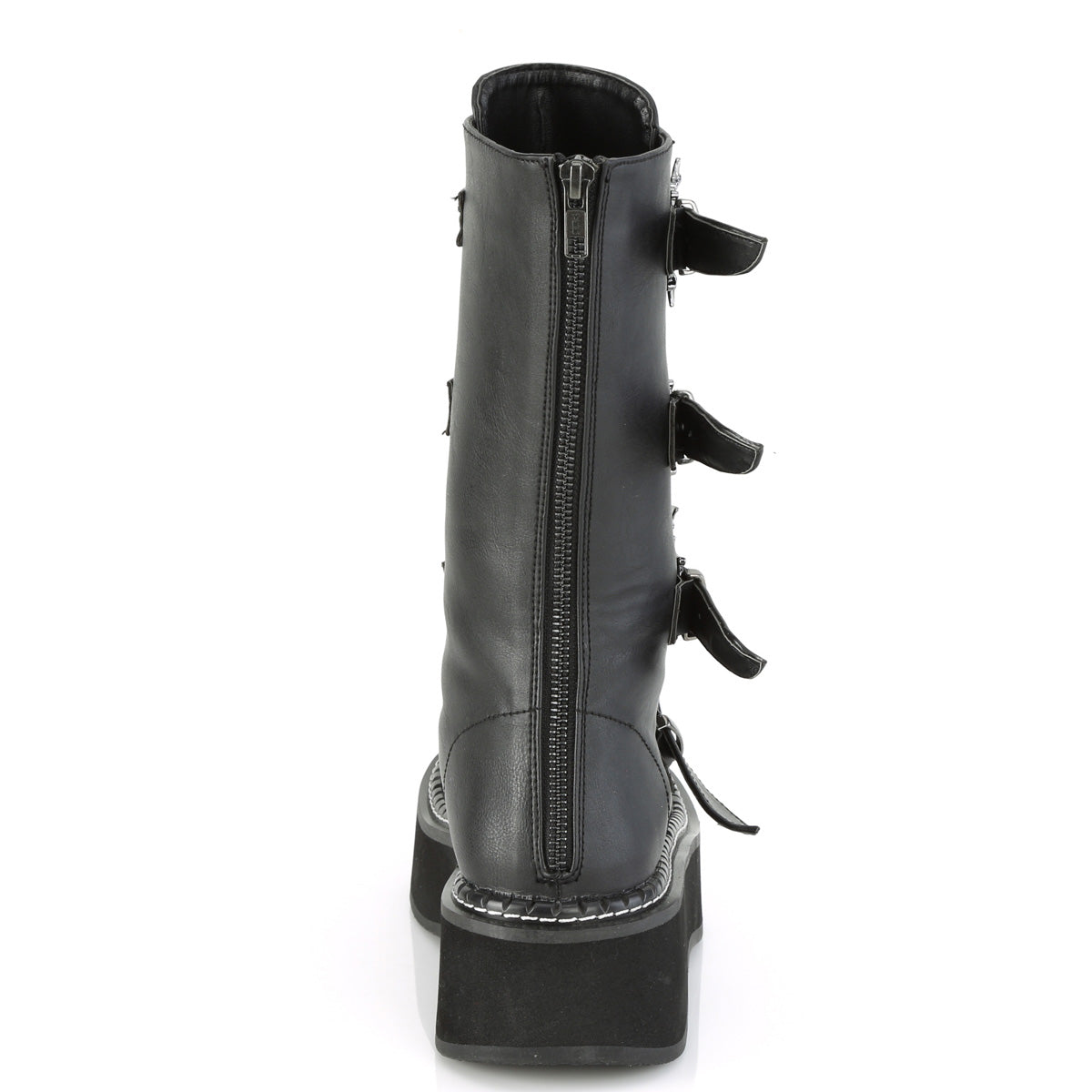 **2" PF Lace_up Mid-Calf Boot w/ 4 Buckle Straps, Back Zip (Demonia EMI322/B-SNBVL)