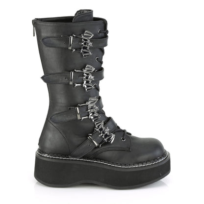 **2" PF Lace_up Mid-Calf Boot w/ 4 Buckle Straps, Back Zip (Demonia EMI322/B-SNBVL)