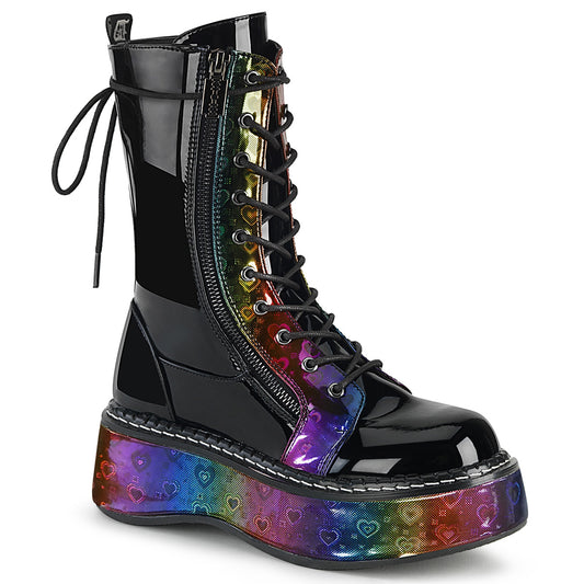 *2" Platform Calf High Lace-Up Boot W/ Outer Metal Zipper (Demonia EMI350/BPT-RBOWHG)