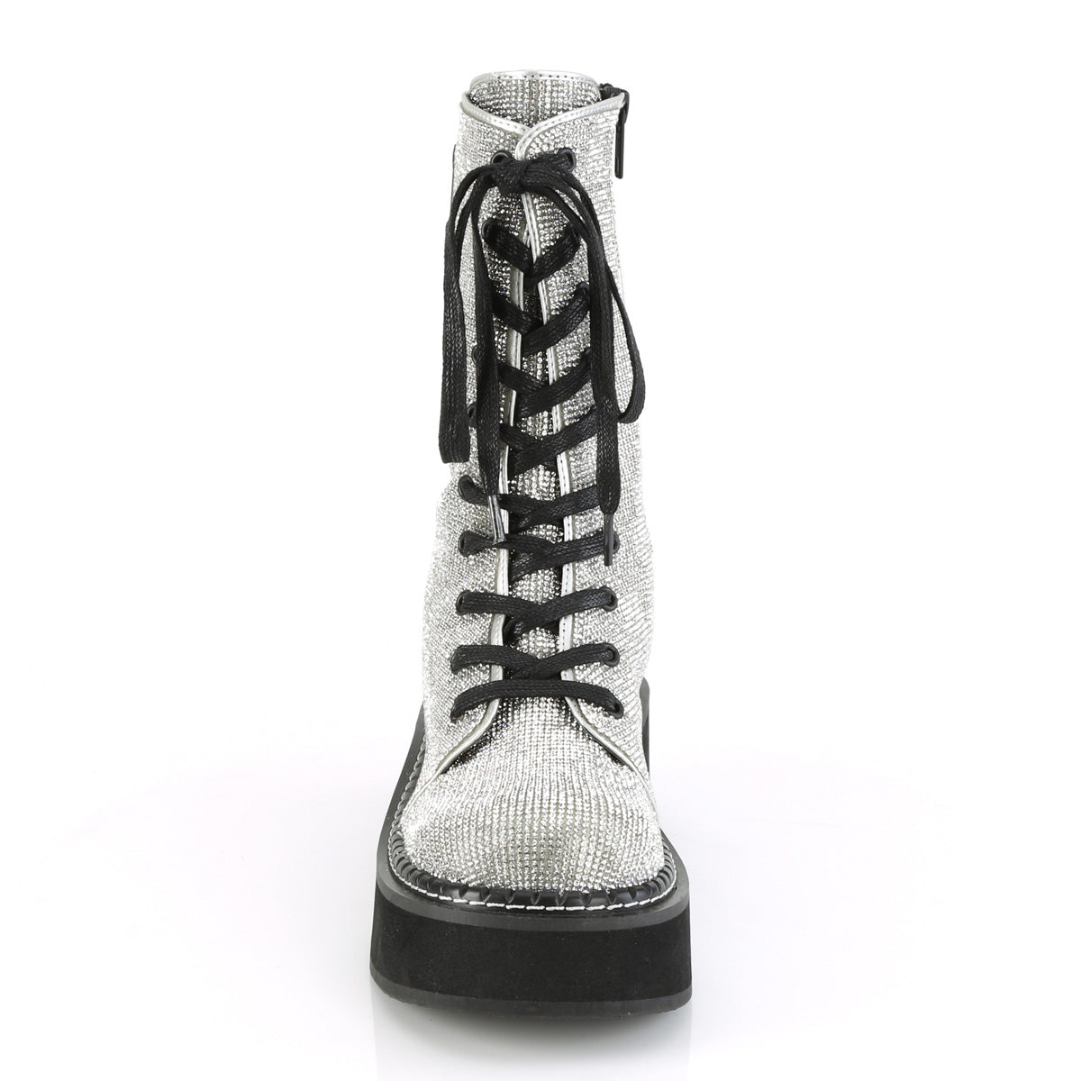 2" PF Calf High Lace-Up Boot W/ Zip Pocket, Metal Side Zip (Demonia EMI362/SVL-RS)