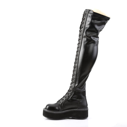 2" PF STR Thigh-High Lace-Up Boot W/ Outer Metal Zipper (Demonia EMI375/B)