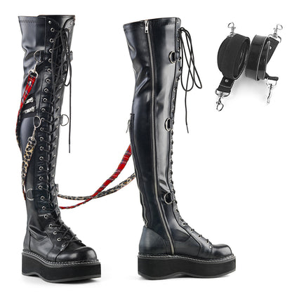 2" PF STR Over-the-Knee Lace-Up Boots, Side Zip (Demonia EMI377/BVL)