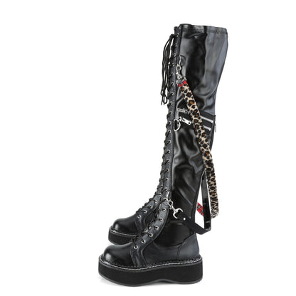 2" PF STR Over-the-Knee Lace-Up Boots, Side Zip (Demonia EMI377/BVL)